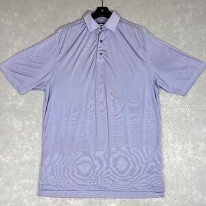 Footjoy FJ Performance Golf Polo Shirt Mens Medium Short Sleeve Purple Pinstripe
